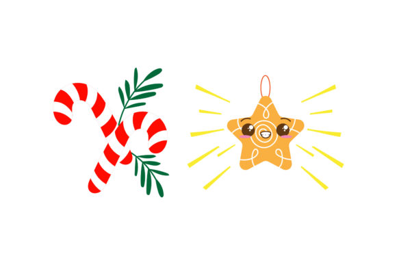 Candy and Star Christmas Vector Graphics & Illustrations