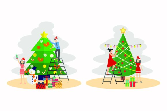 Christmas December Tree Vector Set: A Festive Graphic Design Asset for Content Publishers