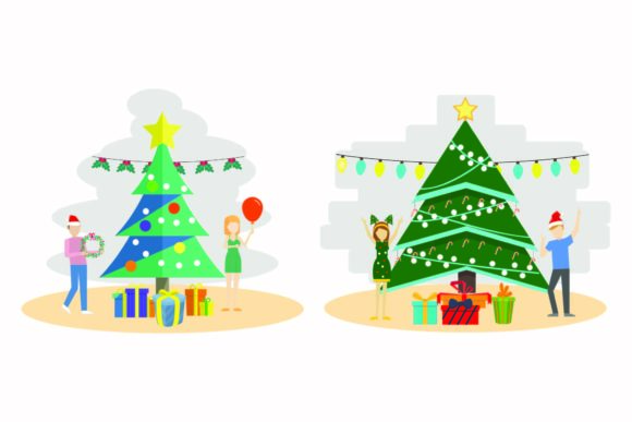 Christmas Happy Celebration Vector Set