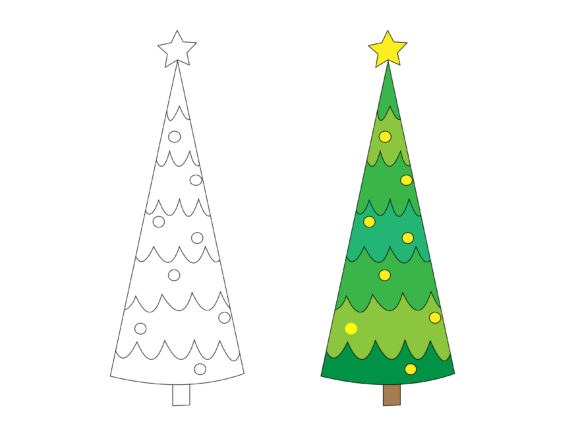Coloring Christmas Tree Picture: Graphics & Illustrations Review