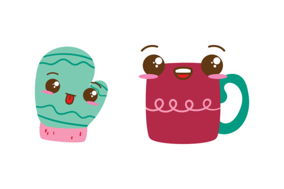 Gloves and Drink Christmas Set Graphics & Illustrations