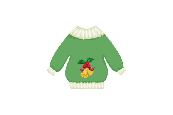 Green Christmas Sweater with the Bell: Editorial Graphics